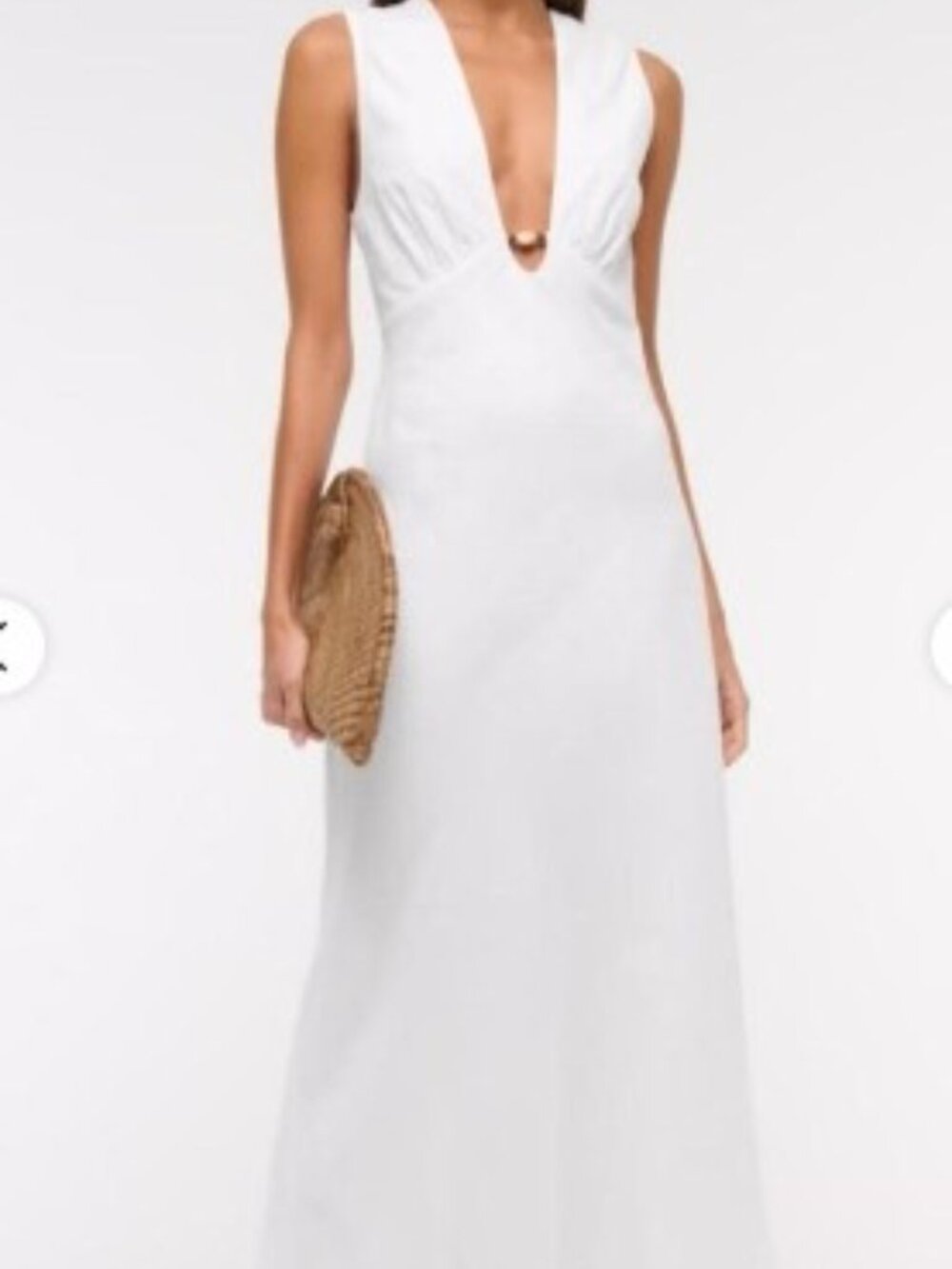 Abercrombie & Fitch White Linen V-Neck Maxi Dress | Size M / TALL Costal Grandma